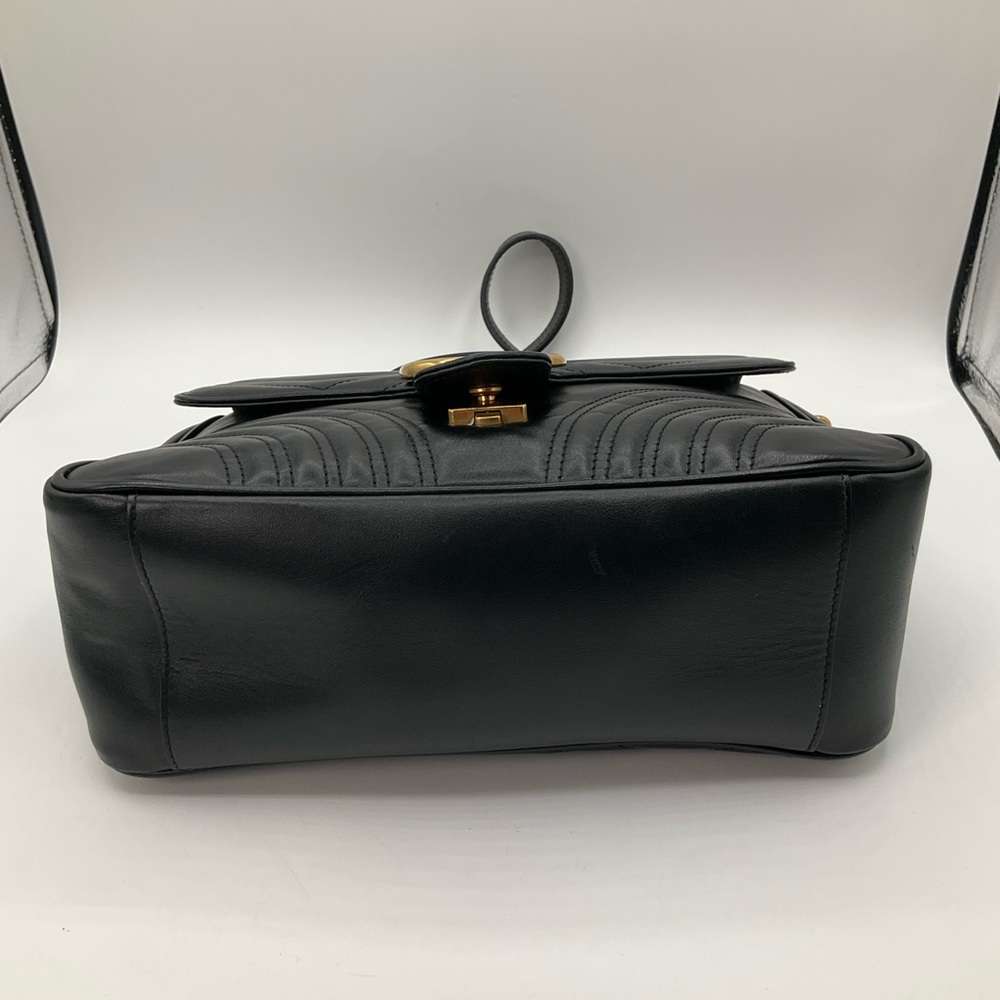 Gucci GG Marmont Matelasse Small Top Handle Black Leather Bag Purse - Picture 10 of 16